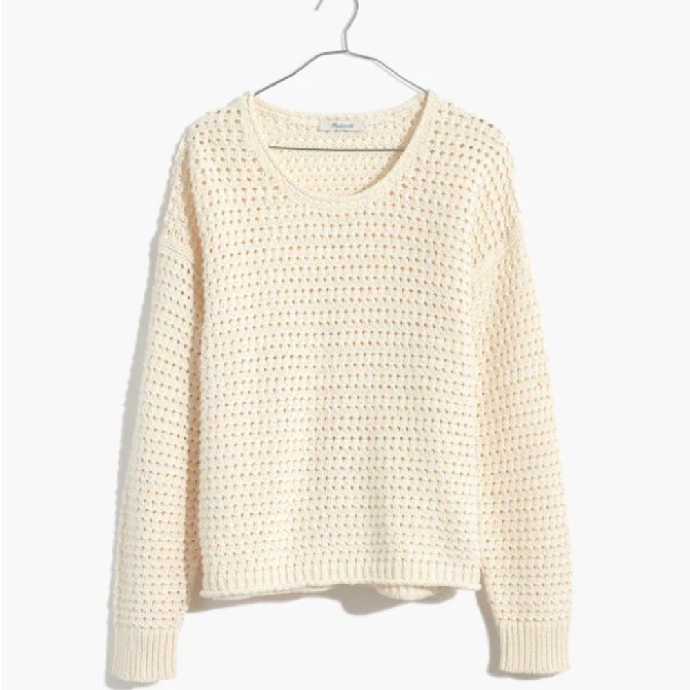 Madewell Cream Pearl Ivory open-stitch austen pullover sweater